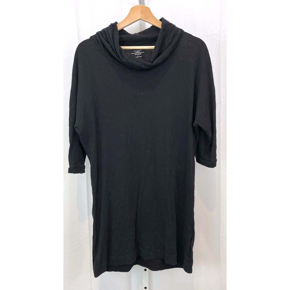 MAJESTIC Paris  1 S Cowl Neck Tunic Top Dolman 3/4 Sleeve Cotton Cashmere Black